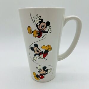 DISNEY MICKEY MOUSE TALL MUG WHITE WITH BLACK, RED, YELLOW & WHITE MICKEY